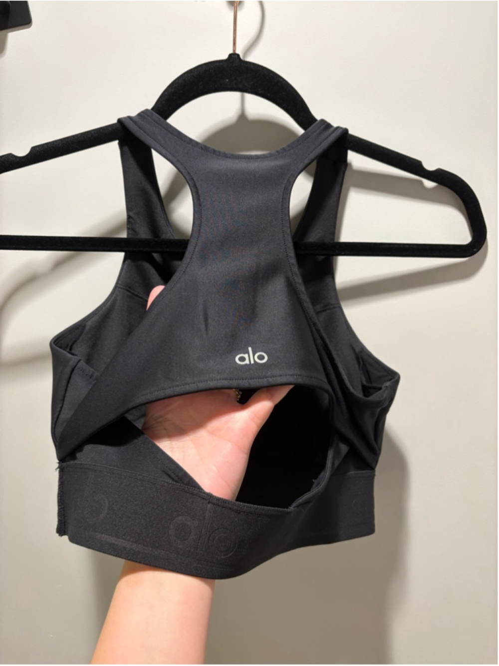 ALO Yoga Black Racerback Sports Bra with Supportive Band
